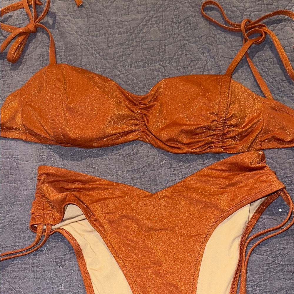 Victoria Secret Shimmering Orange Bikini Set